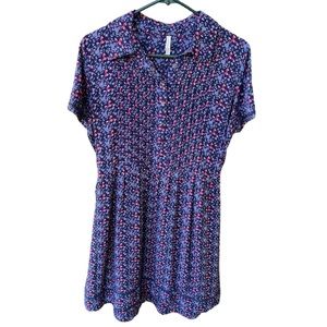 Mountain Khakis Wild Flower Pintuck Rayon Dress In Twilight Print Sz M